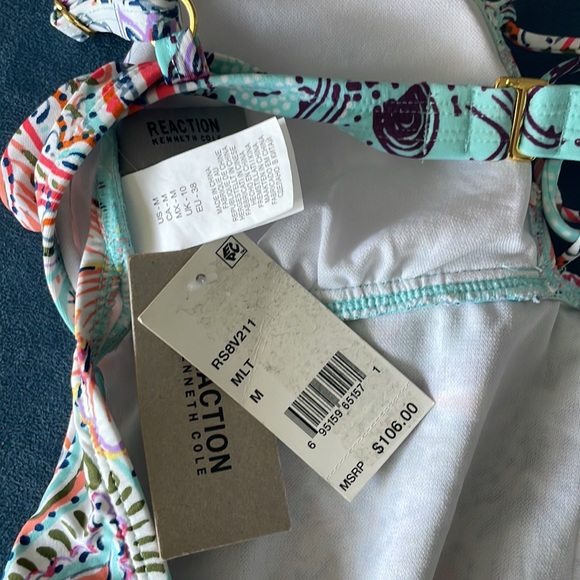 Kenneth Cole lace-up tile swimsuit. Beautiful NWT Size Medium - Picture 7 of 7